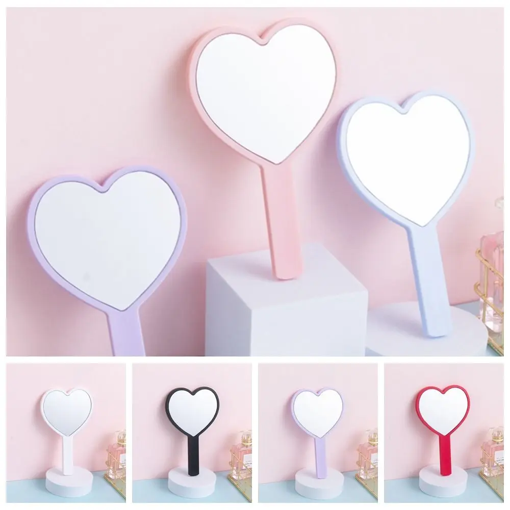 Durable Cute Heart Handle Mirror Sweet Personalized Love Makeup Mirror High Definition Compact Vanity Mirror Women