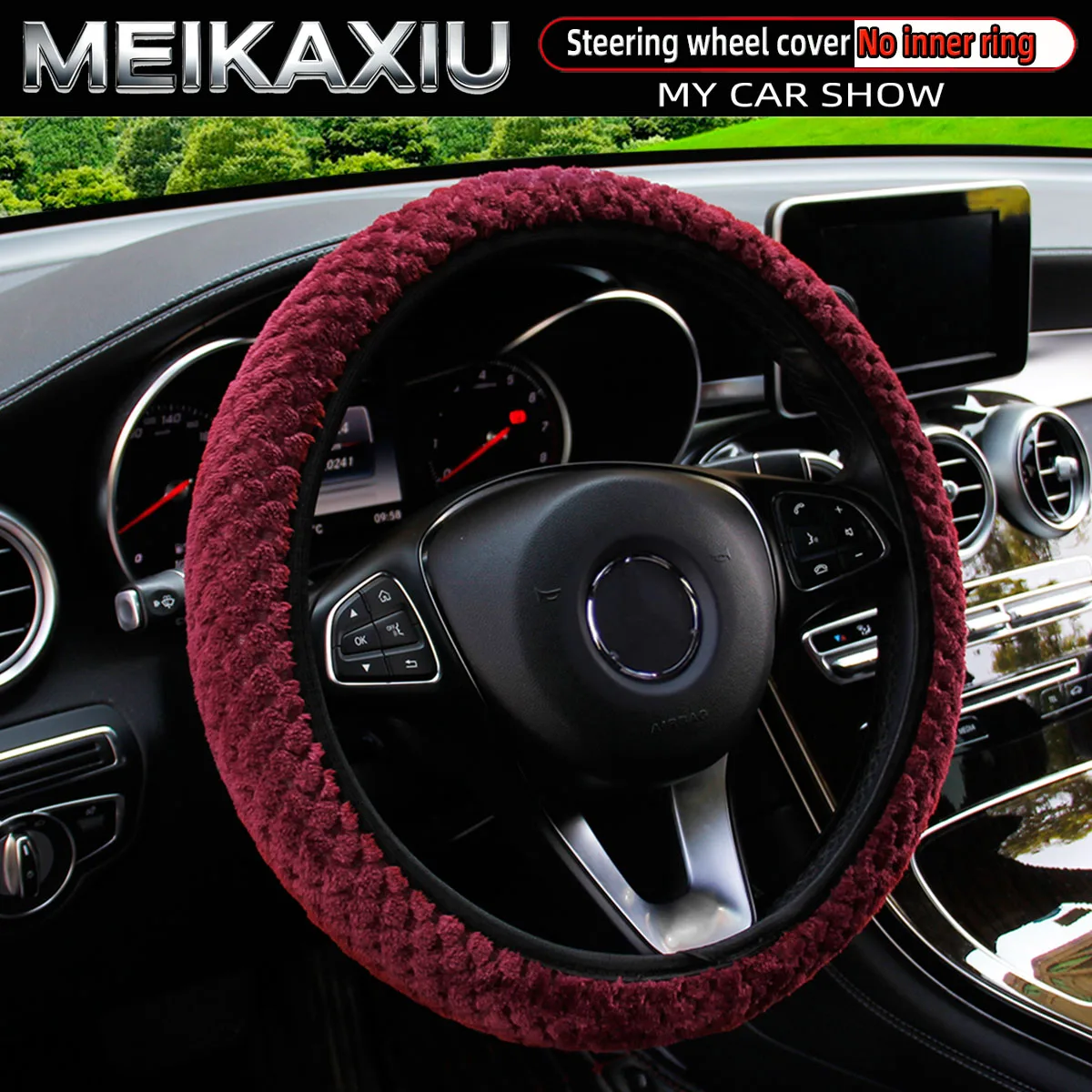 Women's Winter Plush Steering Wheel Cover Image 9