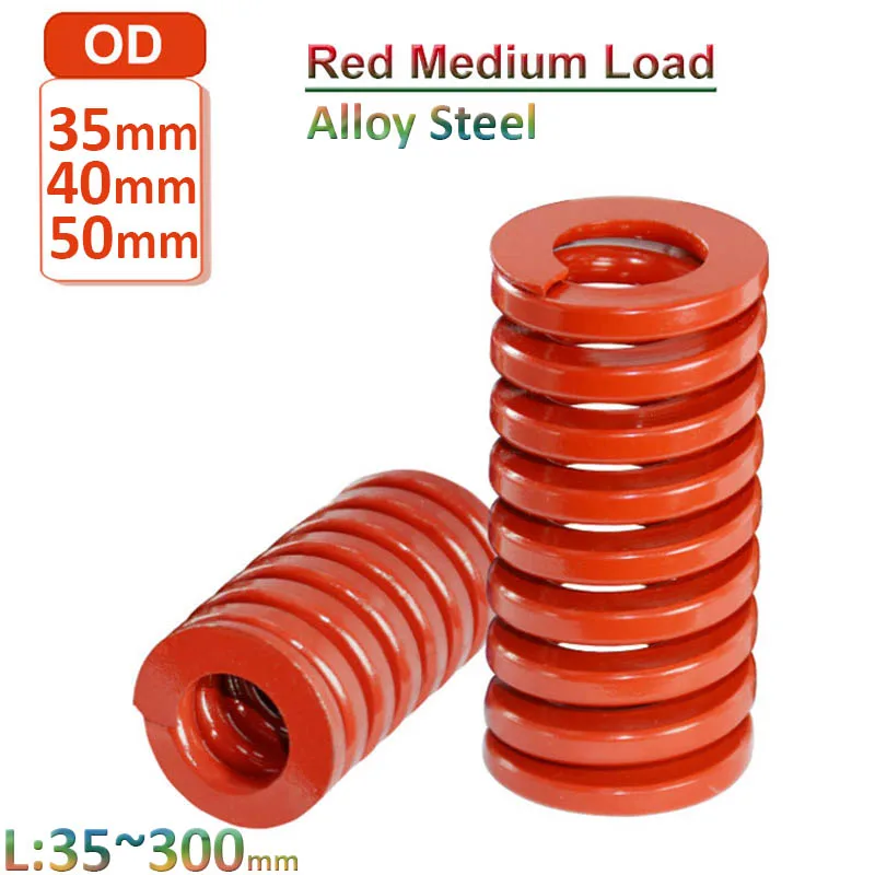 Molde Vermelho de 1pc Morre a Espiral Média da Carga da Mola Que Carimba o Diâmetro Exterior 35 mm 40 mm 50 mm L35 Mm300 mm do Aço da Liga da Compressão o