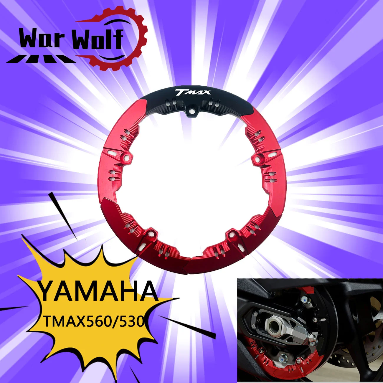 

Motorcycle Rear Brake Disc Rotor Set Decorative Cover Transmission Belt Pulley Wheel Cover For YAMAHA TMAX560 TMAX530 SX DX