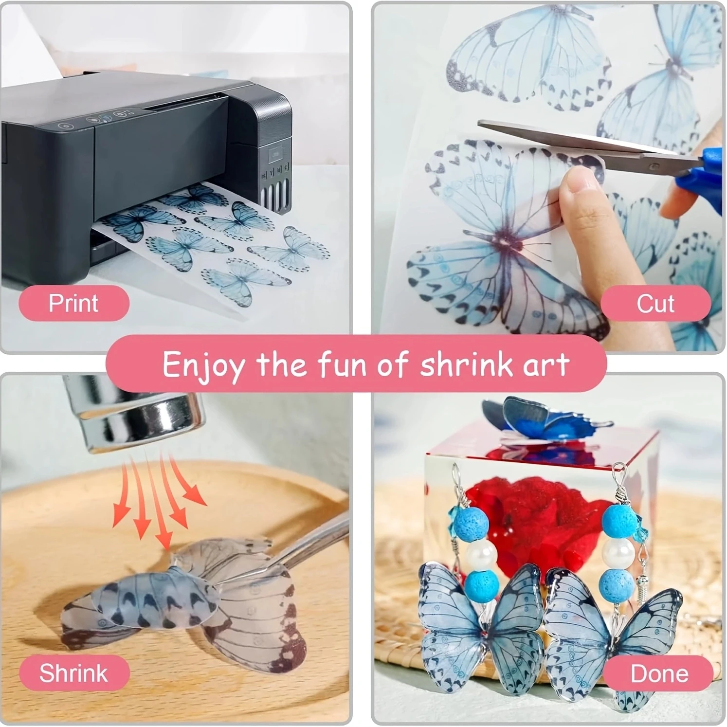 Shrink Films Papers,A4,0.3mm Thickness,Inkjet Printable,10PCS
