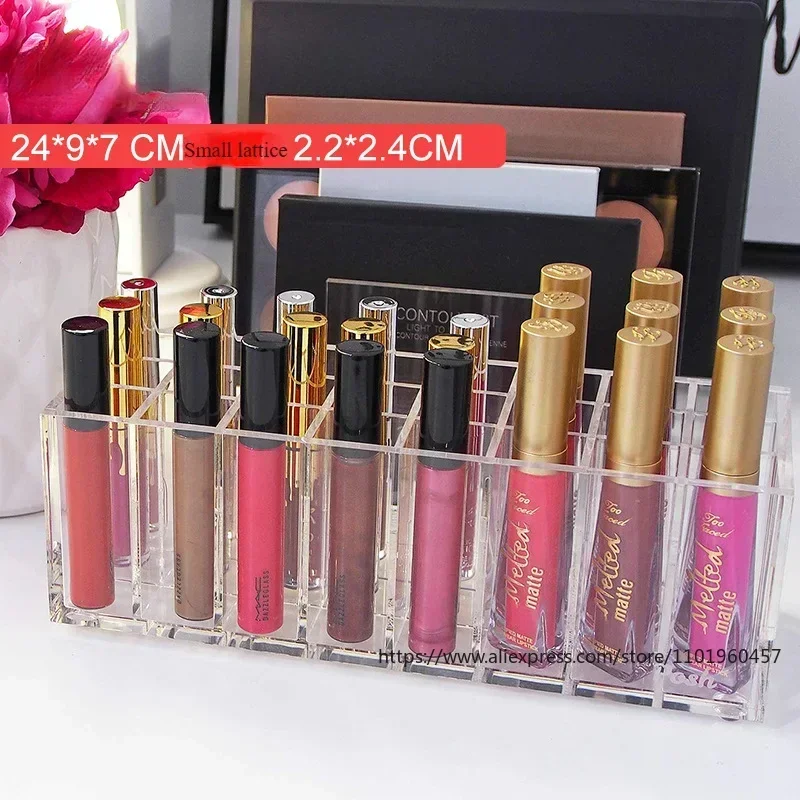 24 Lattices Acrylic Lipstick Organizer Lip Gloss Container Plastic Nail Polish Storage Box Makeup Holder Cosmetics Display Rack 5
