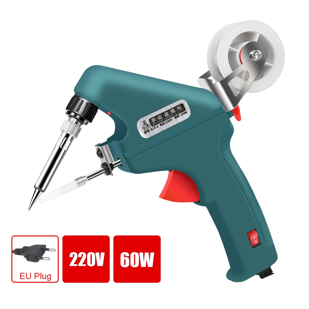 60W Internal Heating Welding Machine Soldering Iron Gun Welder Equipment Kit EU 220V Electric Hand-held Automatic Tin Feeding new tile cutting machine manual push knife floor tile hand held thickened professional floor cutter push knife hand tool 800mm