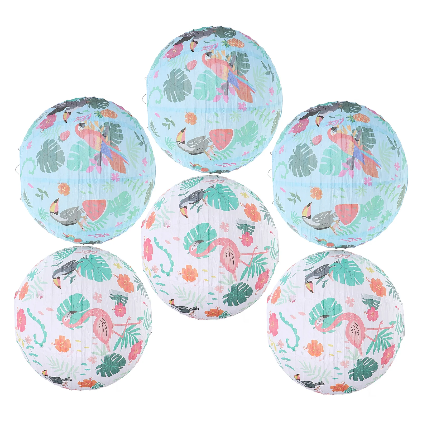 

6 Pcs Hawaiian Lantern Paper for Party Tropic Decorations Lanterns Hanging Iron Wire Ornaments