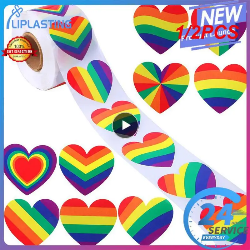 

1/2PCS Various Striped Gay Pride Rainbow Heart Ribbon Valentine's Stickers Spreading Gift Packaging Sealing labels