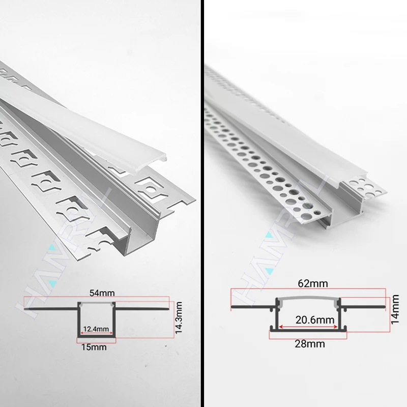 รูปสินค้า LED Strip อลูมิเนียม ช่องระบบ โคมไฟตกแต่ง ฝัง drywall 50 ซม.