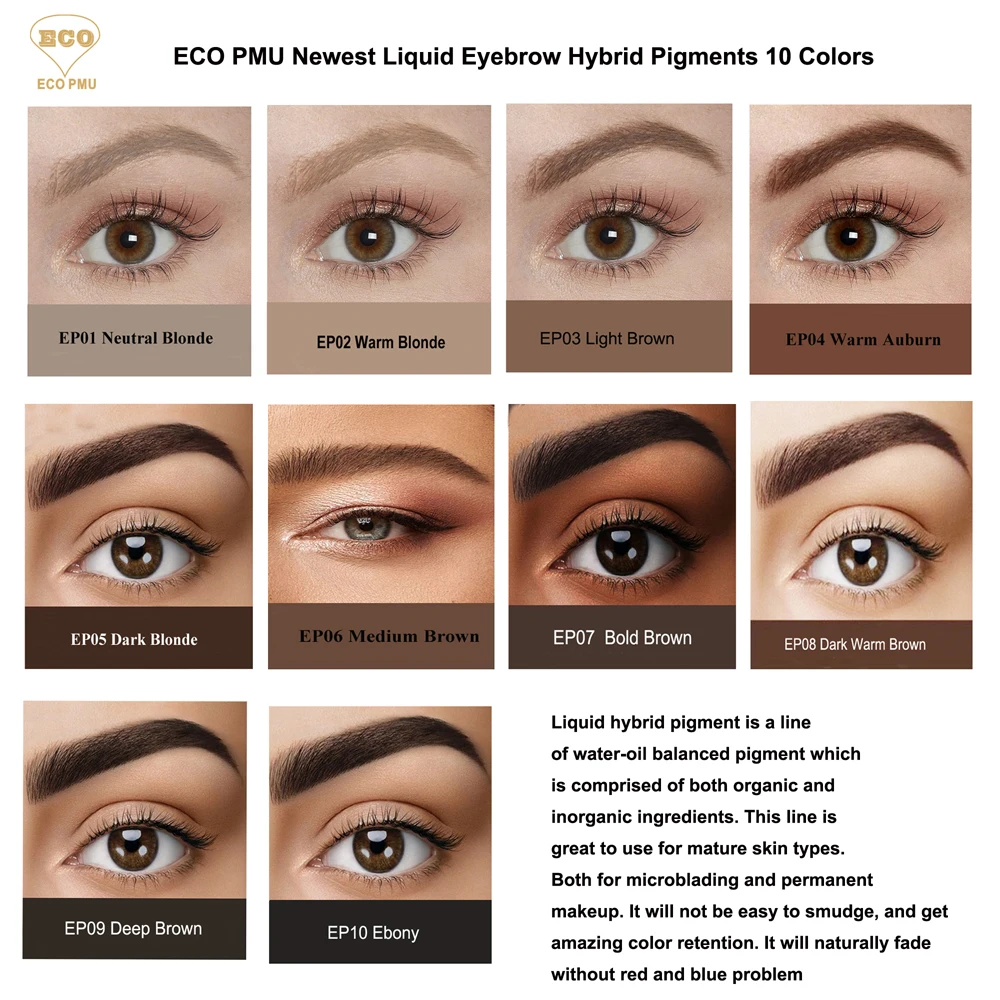 REACH Certified ECO PMU Liquid Hybrid Eyebrow Pigment For Permanent Makeup and Microblading tattoo ink tattoo ink pigment