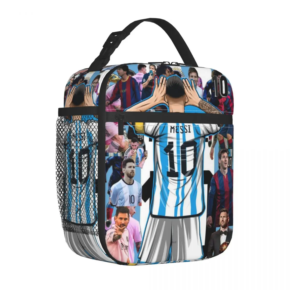 Lionel M-Messi Insulated Lunch Bags Food Container Bags Portable Thermal Cooler Football Sports Lunch Boxes For School Office 2
