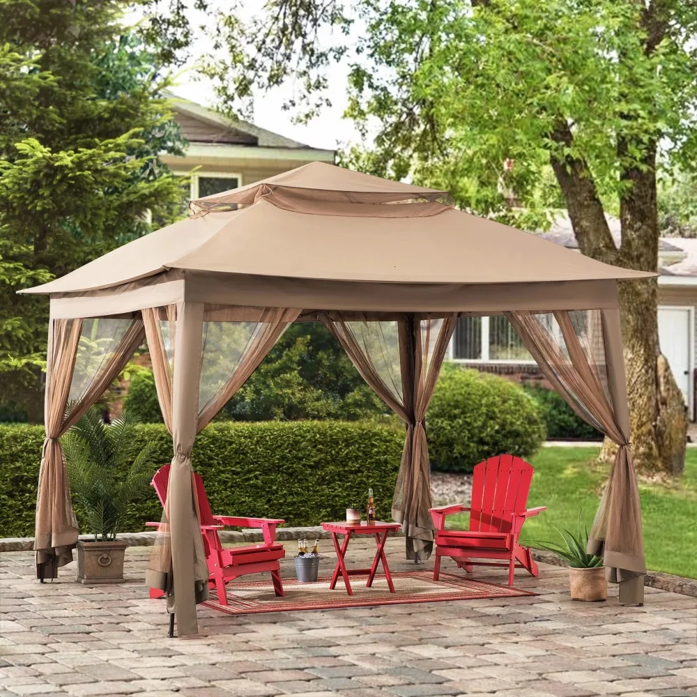 11 ft. x 11 ft. Khaki Pop Up Portable Steel Gazebo Canopy