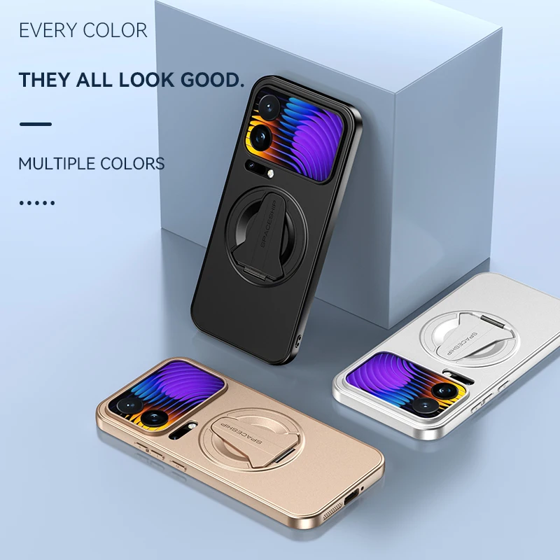 Premium Metal Paint Magnetic Charging Stand Phone Case - Drop-Proof & Fingerprint-Resistant Design