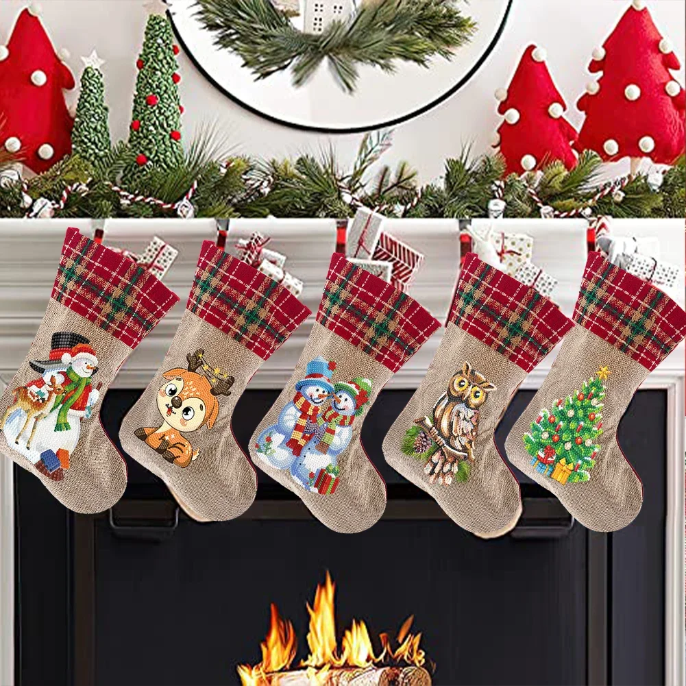 Description Picture 4 of item1/2/3PCS Christmas Stockings Socks  DIY Diamond Painting Christmas Hanging Ornament Penguin Xmas Elk Christmas Decorations 2023