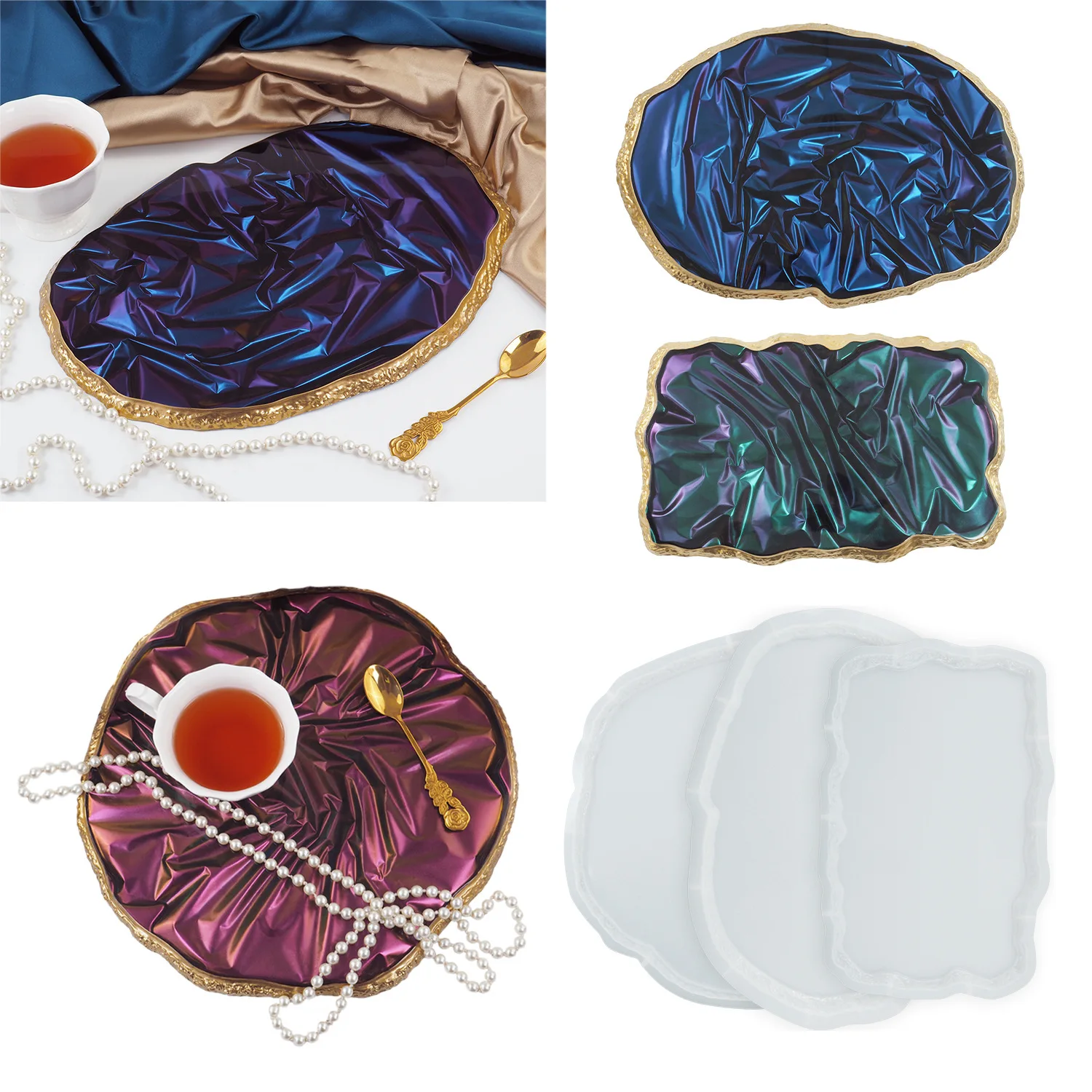 Irregular-Coaster-Silicone-Mold-DIY-Tea-Tray-Crystal-Drip-Epoxy-Resin ...