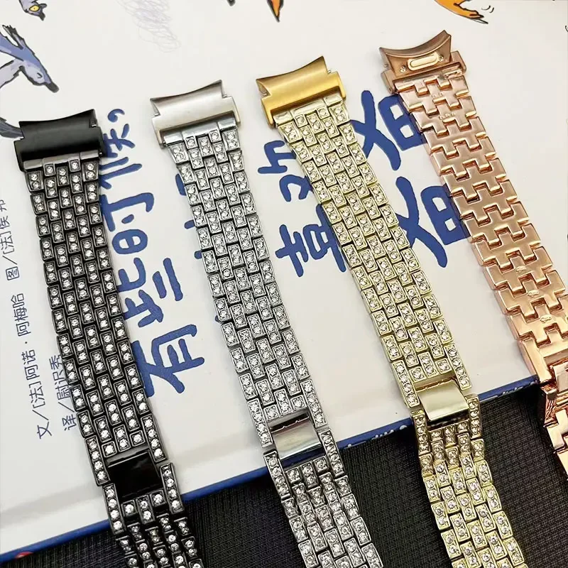 Ladies Diamond Strap For Apple Watch Ultra 2 1 49mm Stainless Steel Band 41mm 45mm For iWatch Series 9 8 7 6 5 4 3 2SE Bracelet