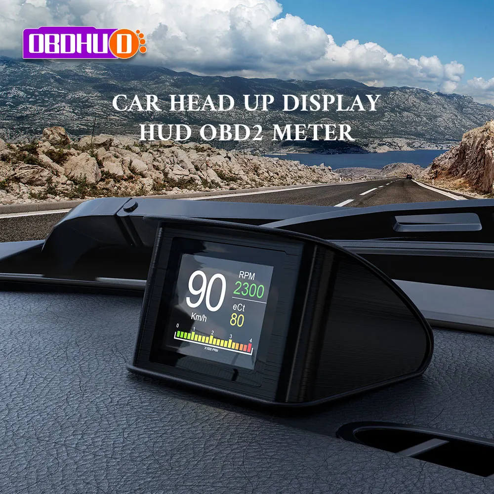 Head up display OBDHUD P10 Car OBD2 Head Up Display HUD On Board Computer Digital Speedometer With Fuel Consumption Auto Electronic Accessories