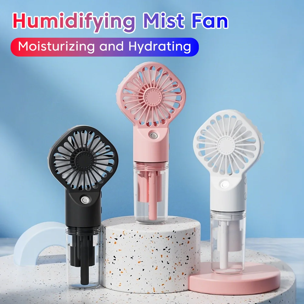 Compact Rechargeable Handheld Mist Fan with Humidifier