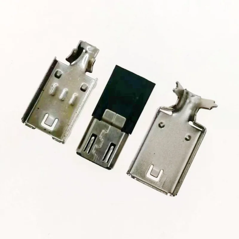 10set 3 in 1 MICRO USB Male Plug with metal housing shell Mike 5P Andrews USB interface Punctured Solderless press wire type