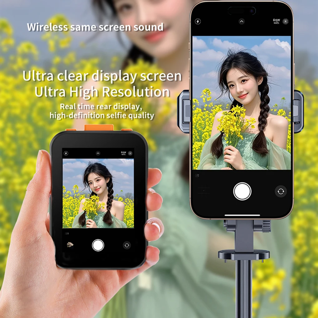 Mini Portable Screen Selfie Phone Screen For iphone Vlog Selfie monitor with Sound Projection Bluetooth Remote Photography