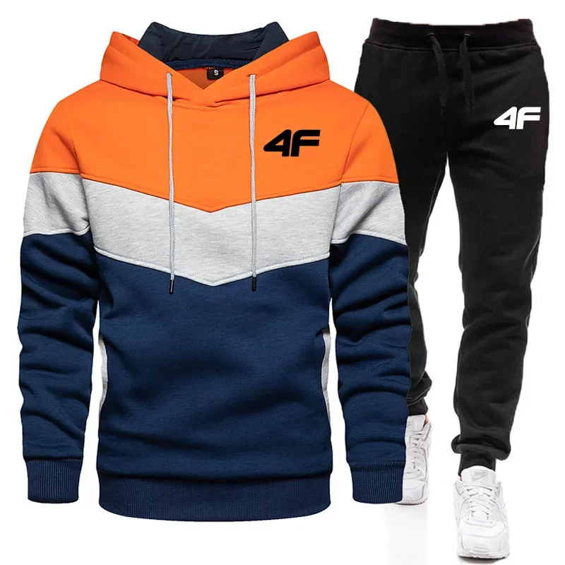 2-Piece Fleece Tracksuit for Men, Thick Hoodies and Pants, Warm Sportswear Suit, Hip Hop Trend Clothing, Winter and Fall 5