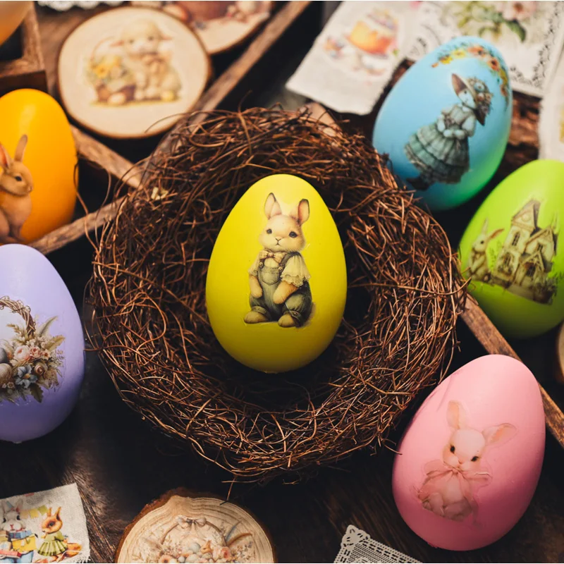 Easter Egg and Bunny Rub On Paper Stickers Festival Card Making Journaling Decoration Cloth DIY Print Transfer Craft Supplies cartoon stickers decorative stickers self adhesive stickers custom stickers stationery stickers anime stickers air blower vacuum paper stickers adhesive stickers decorative labels stickers