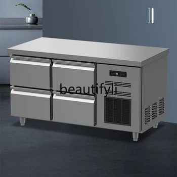 Drawer-Type Fresh-Keeping Cabinet Commercial Freezer Kitchen Stainless Steel Operation Table Refrigerator Refrigerated Workbench