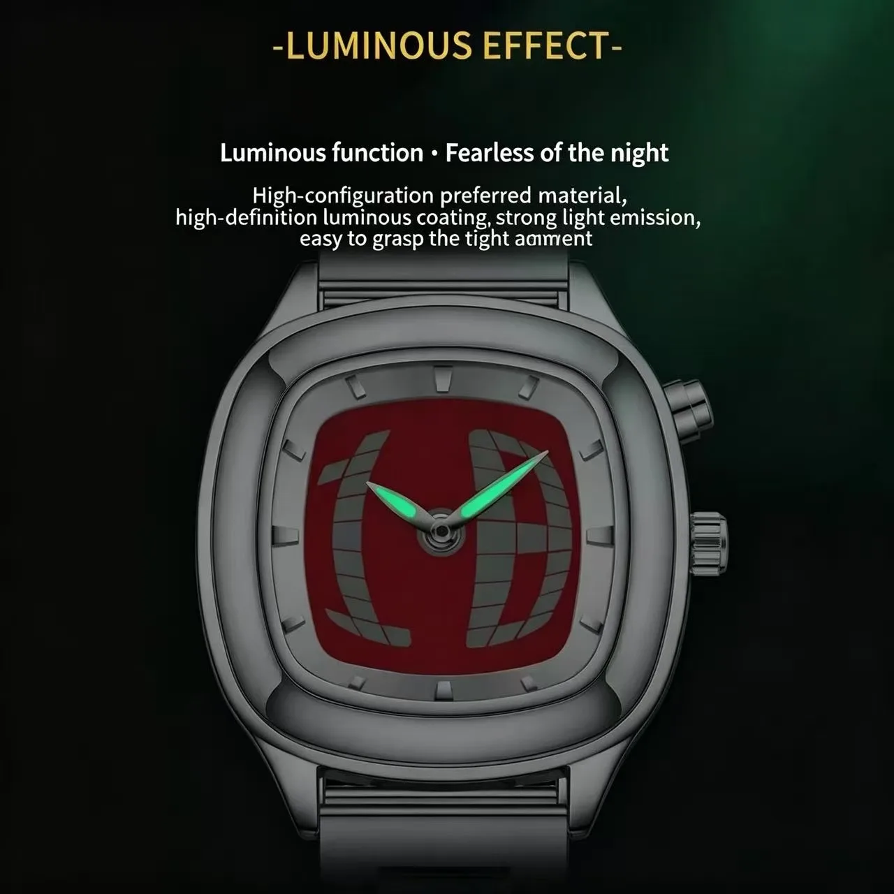 Enhanced Product Title:  
Men's Dynamic Design Red Quartz Watch with Dual Display and Steel Band