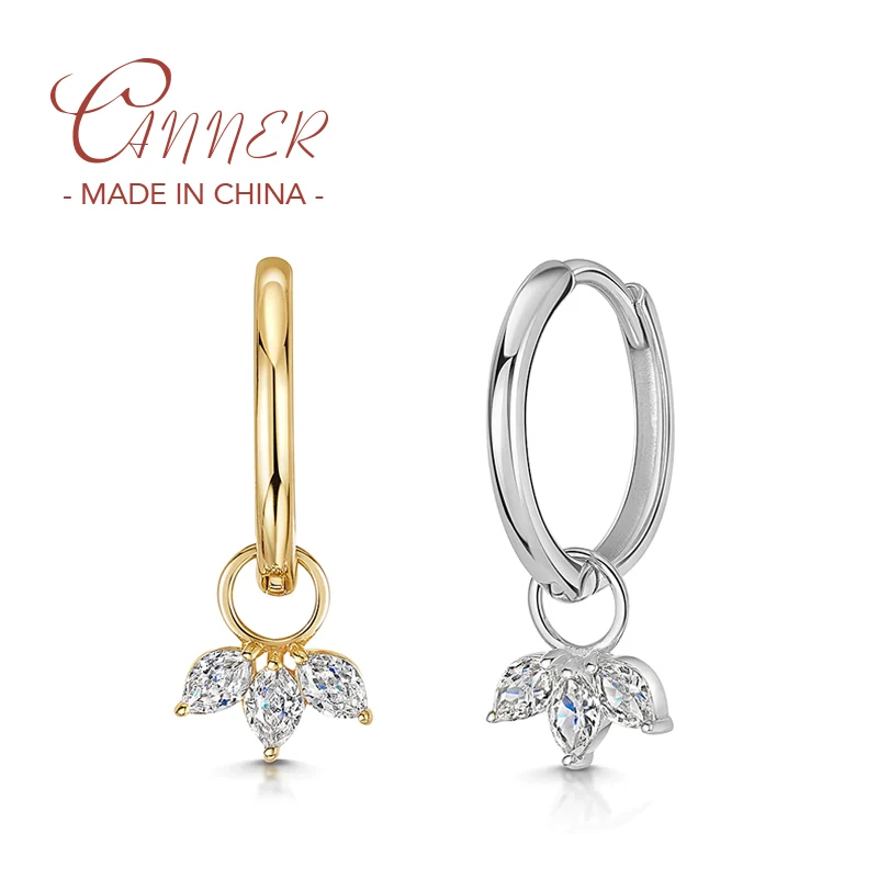 

CANNER Fashion Simple Ins Style 925 Sterling Silver Petals Horse Eye With Zircon Drop Earrings For Women Exquisite Daily Earring