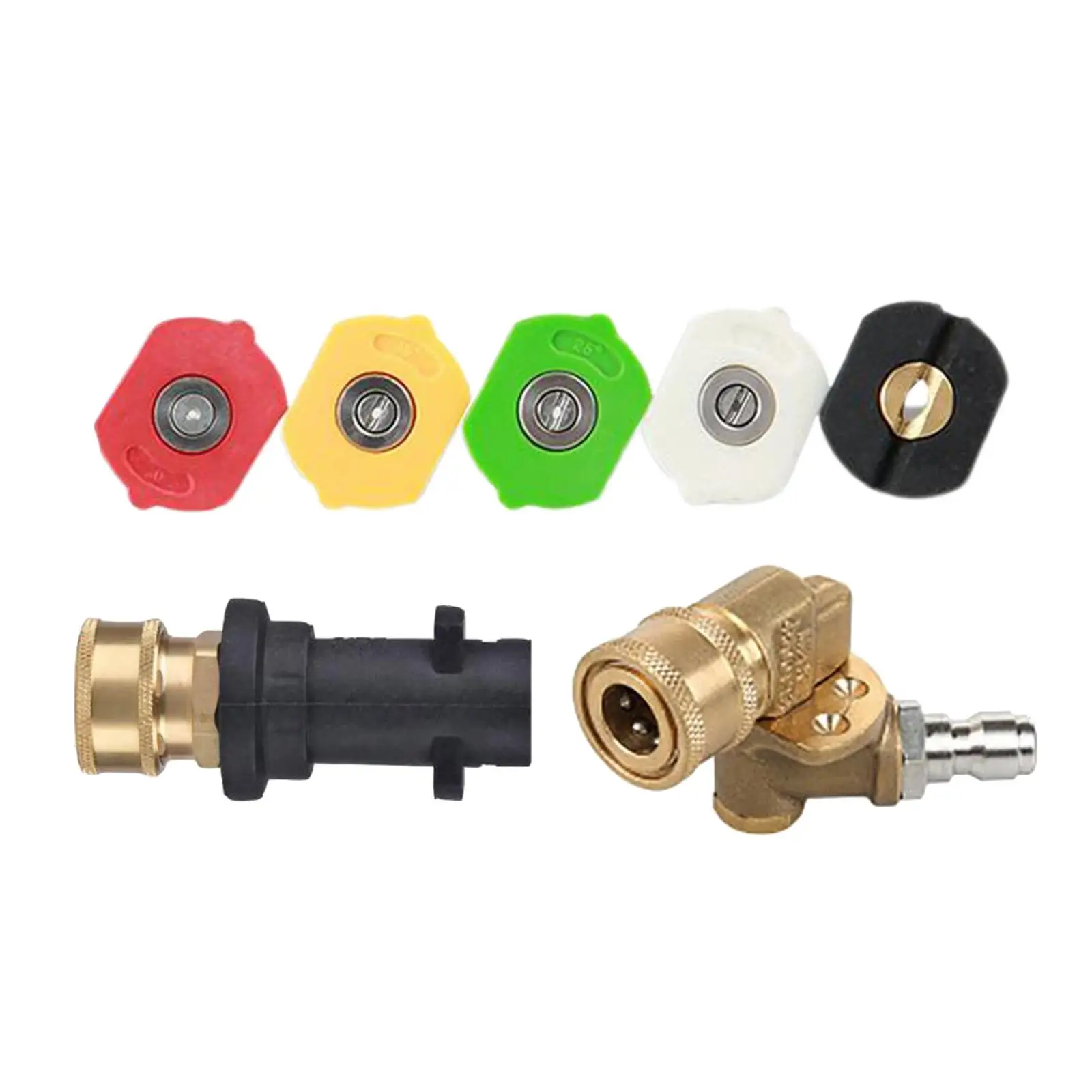 

Pressure Washer Adapter Set with 5 Nozzles 1 Rotating Coupler Replacements 1/4''