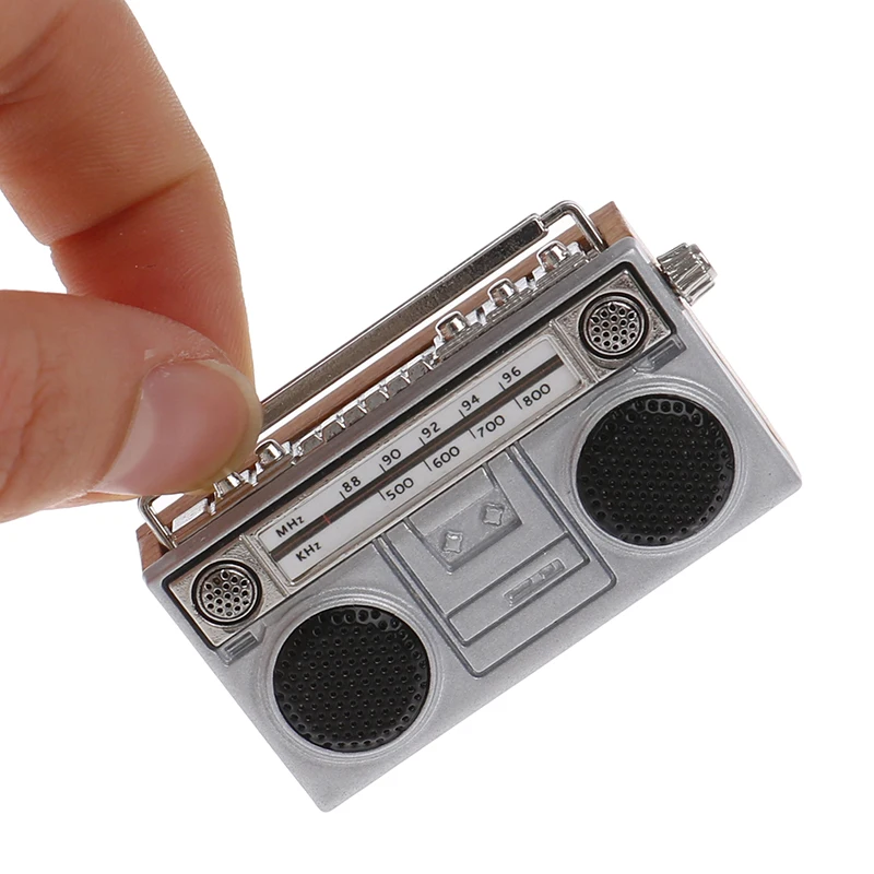 1:12 Dollhouse Miniature Retro Radio Ornament Audio Player Model Home Decor Toy Doll House Living Room Bedroom Accessories 3