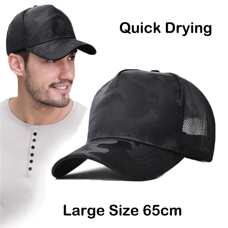 Quick Drying Camouflage Baseball Caps Big bead Mesh Dad Hat Men Plus Size 65cm Adjustable Snapback Caps baseball caps baseball cap