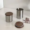 Wooden Stainless Steel Coffee Bean Storage Jar, Sealed Vintage Storage Tank, Coffee Set Retro-Style Coffee Can Home accessories 1