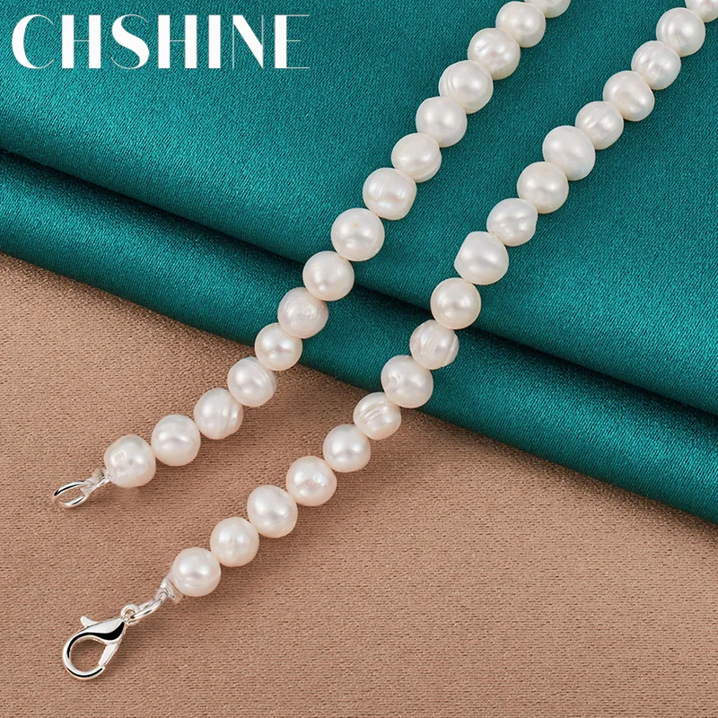 CHSHINE 925 Sterling Silver Natural Freshwater Pearls 16/18/20" Necklace For Men Women Wedding Charm Engagement Fashion Jewelry - Image 3