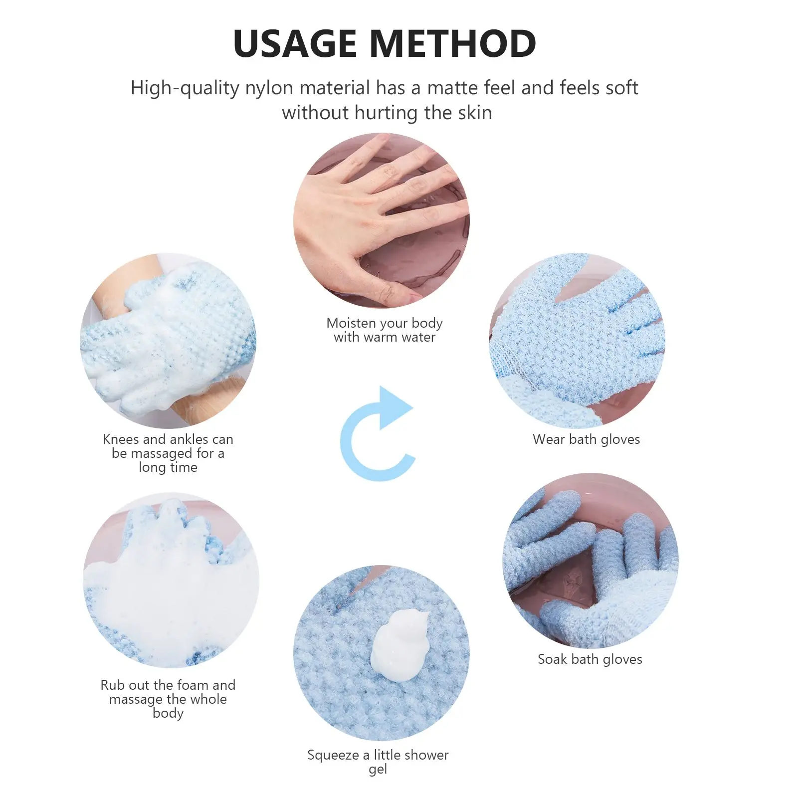2 Pair Five Finger Bath Gloves for Shower Exfoliating Scrubber Body Exfoliate Mitts Adult Work Face 2