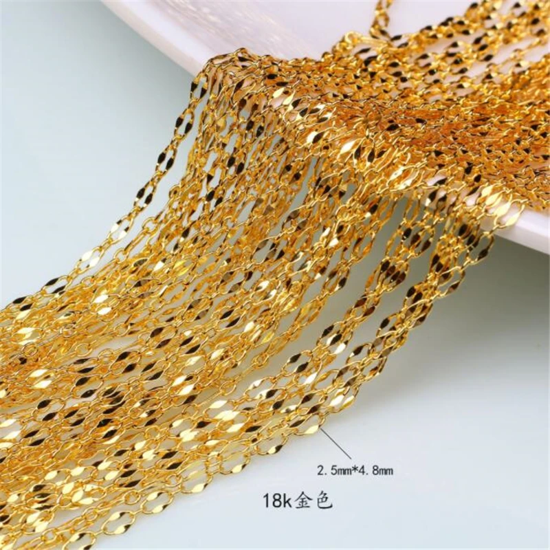 2 Meters 14K Gold Plated Flash Chains Extension Tail Chain Jewelry Making DIY Necklace Bracelet Crafts Clothing Accessories