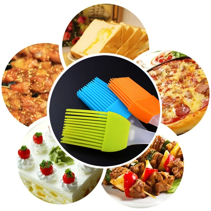 4pcs Home DIY Silicone Cake Baking Brush Tools Bread Oil Cream Cooking Basting Brush Silicon Kitchen Barbecue brush 17CM