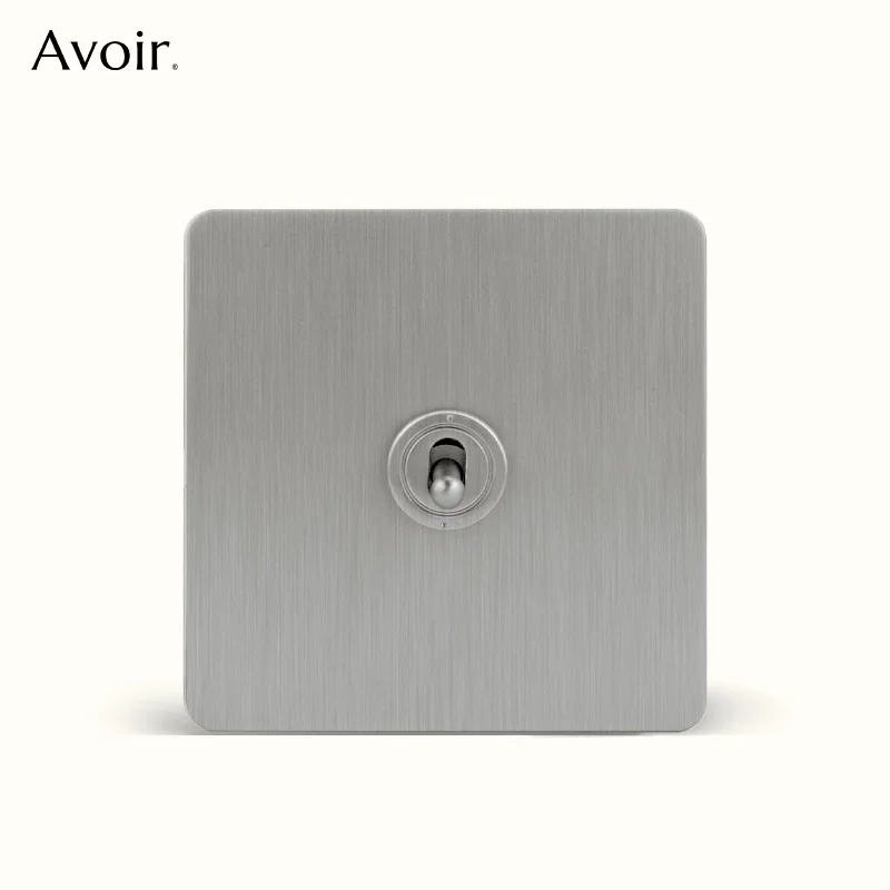 Avoir Silver Toggle Switch Coin Estilo Níquel Escovado Painel de Interruptores de Luz Retro Lever fr eu Soquete Plug para 250v Tomadas e Interruptores Interruptor Luz Parede Interruptor com Tomada Casa Aço Inoxidável
