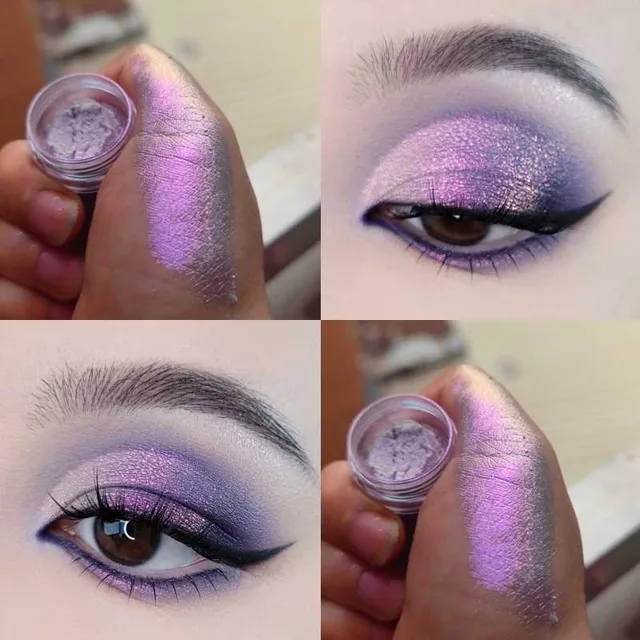Lightweight Holographic Eyeshadow Powder, Color Gradient Glitter Eyeshadow Highlighter Chrome High Pigmented Chameleon Eyeshadow