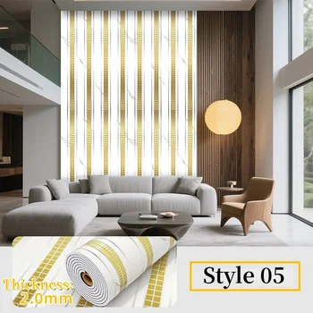 วอลเปเปอร์ลายไม้เทียมแบบมีกาวในตัวสำหรับตกแต่งผนังห้องนั่งเล่น แผ่นผนังแบบลอกและติด DIY ของตกแต่งบ้าน สติ๊กเกอร์ติดผนัง 7