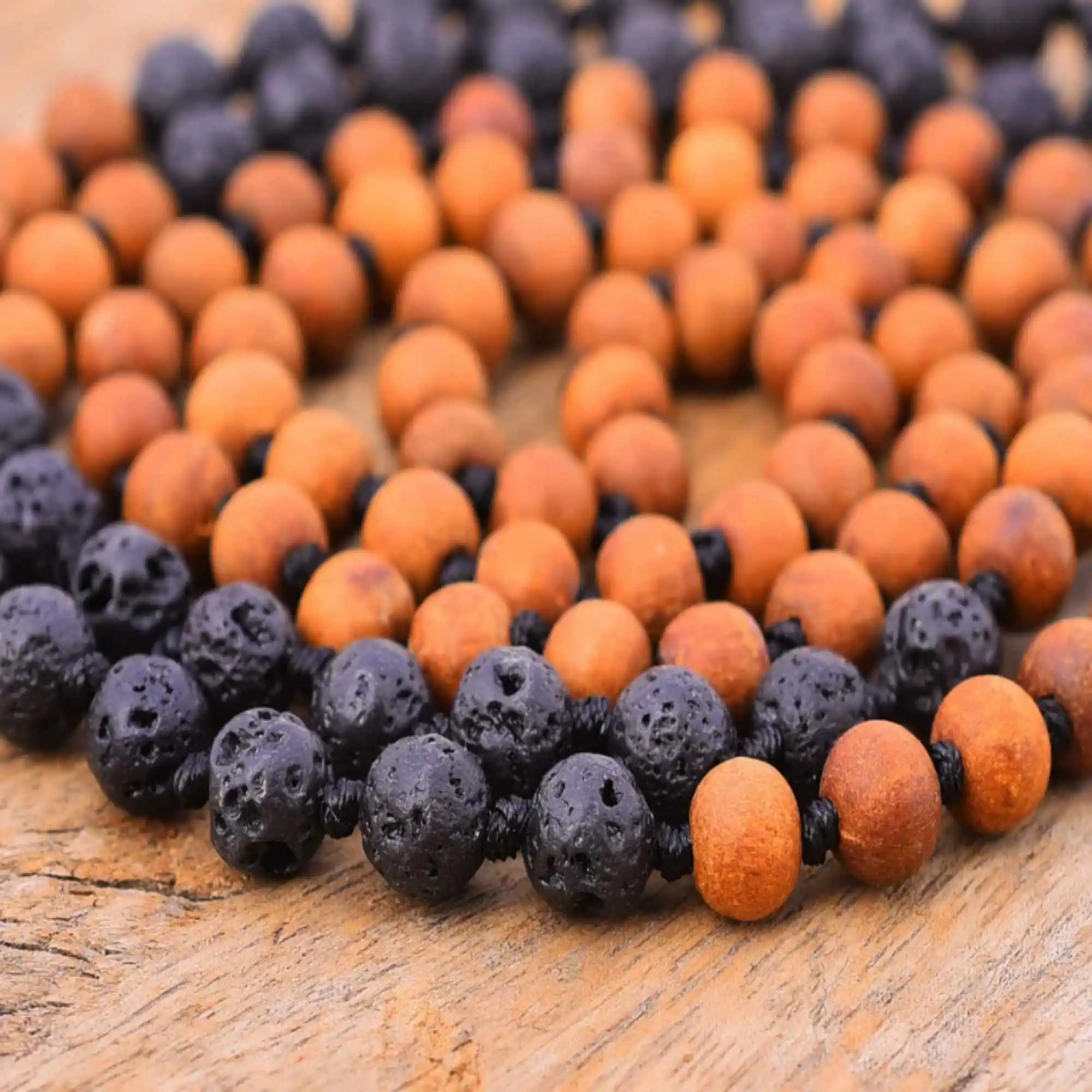 8mm Natural black volcanic rocks Sandalwood 108 knot necklace Taseel Lucky Pray Healing Relief Jasper Thanksgiving Day