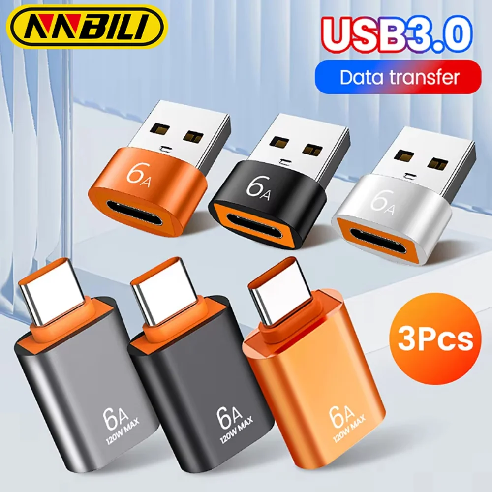 Usb To Type C Adapter OTG Adapter 3Pcs USB 3.0 OTG 6A Fast Charging Type C Male To USB3.0 Female for Xiaomi Samsung Laptop