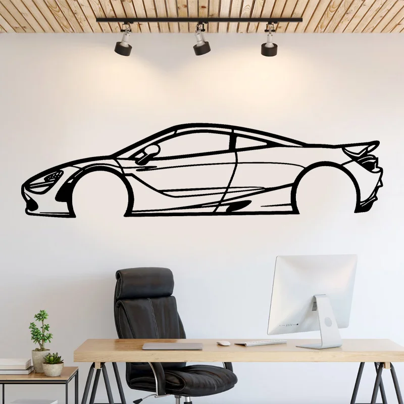 Sport Car Outline Silhouette Wall Art Sticker Vinile Home Decor Room Garage Servizi Automobilistici Negozio Riparazione Auto Decalcomania Murale S612