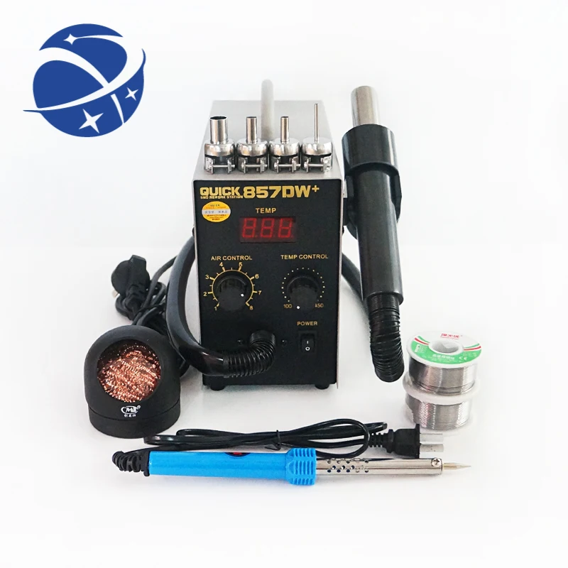 

YyhcSoldering station QUICK-857DW+ SMD SMT electric soldering iron with solder wire ESD tweezer solder tools