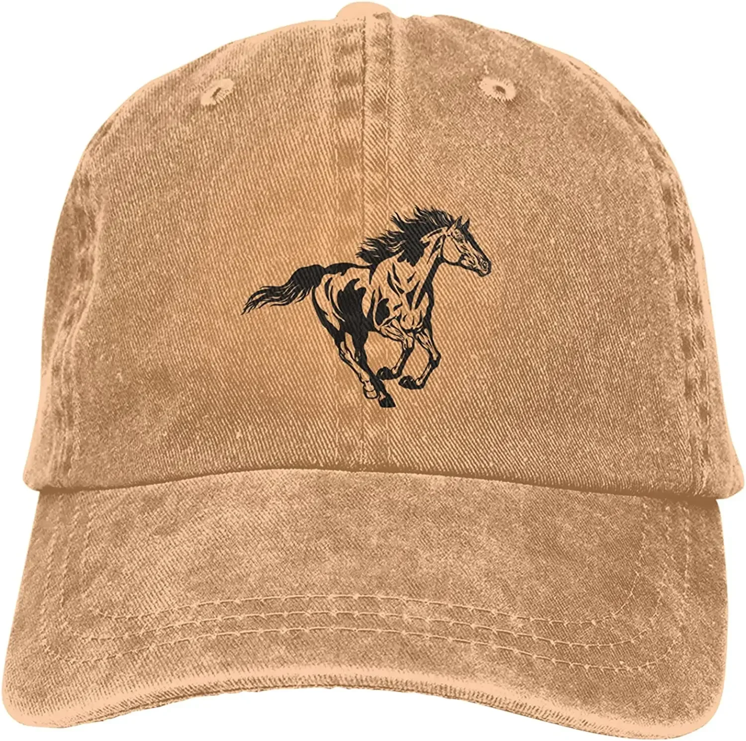 

Horse Baseball Cap for Men Black Classic Vintage Distressed Adjustable Hat Washed Denim Cute Dad Hat