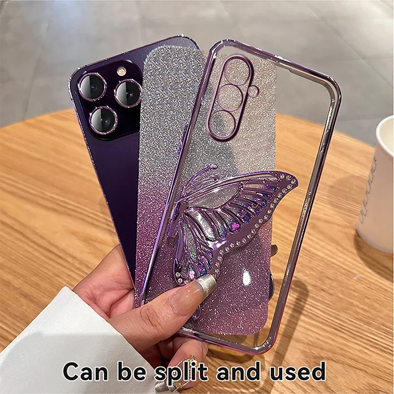 Glitter Butterfly 3D Liquid Sand Phone Holder Case