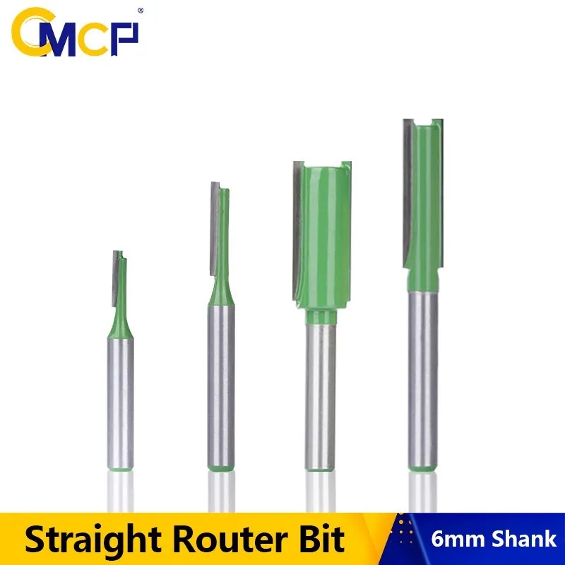 CMCP 단일 더블 플루트 스트레이트 비트 6mm 생크 밀링 커터 나무 텅스텐 카바이드 라우터 비트 목공 도구