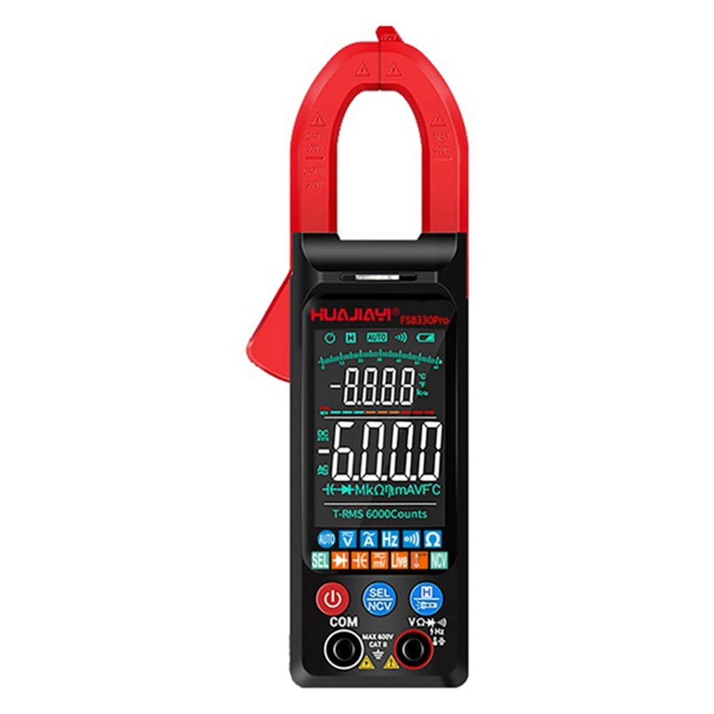 

Цифровой токоизмерительный зажим HUAJIAYI FS8330Pro постоянного/переменного тока 6000 отсчетов 400A мультиметр большой цветной экран тестер напряжения автомобиля Гц красный