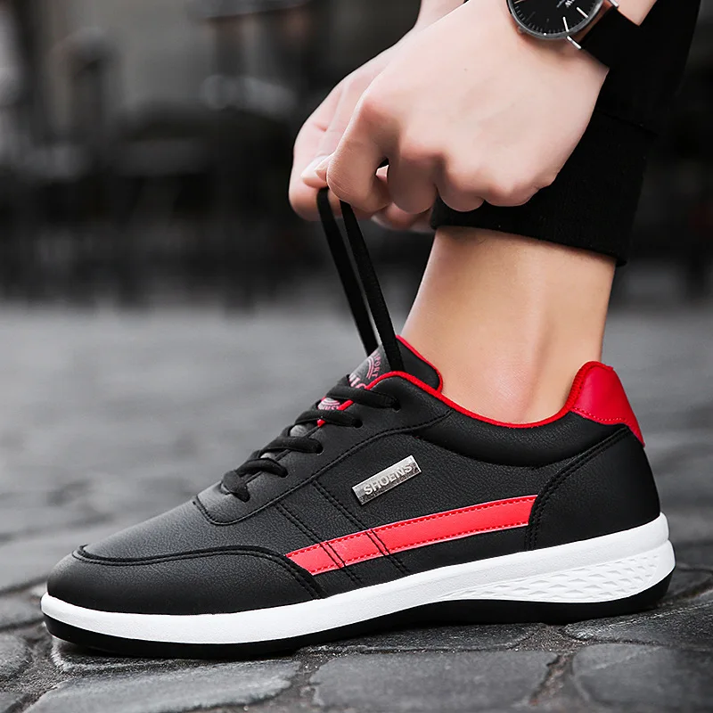 Leather Men Shoes Sneakers Trend Shoe Italian Breathable Leisure Male Sneakers Non-slip Footwear Men Vulcanized Casual Shoes