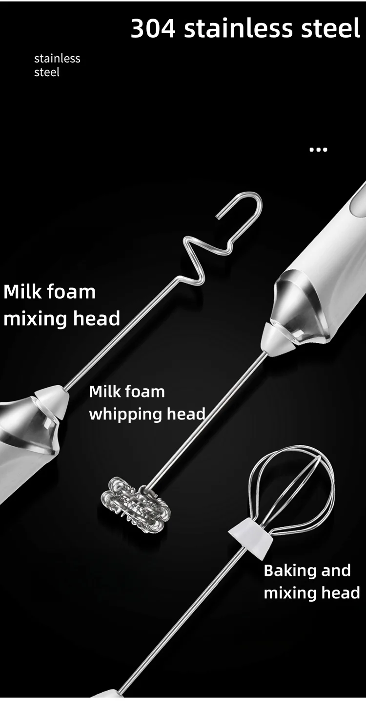 Description Picture 6 of item2024 New Hand-Held Wireless Electric Milk Foam Machine 3-Gears Adjustment High-Fficiency Motor Durable 304 Stainless Steel Mixer