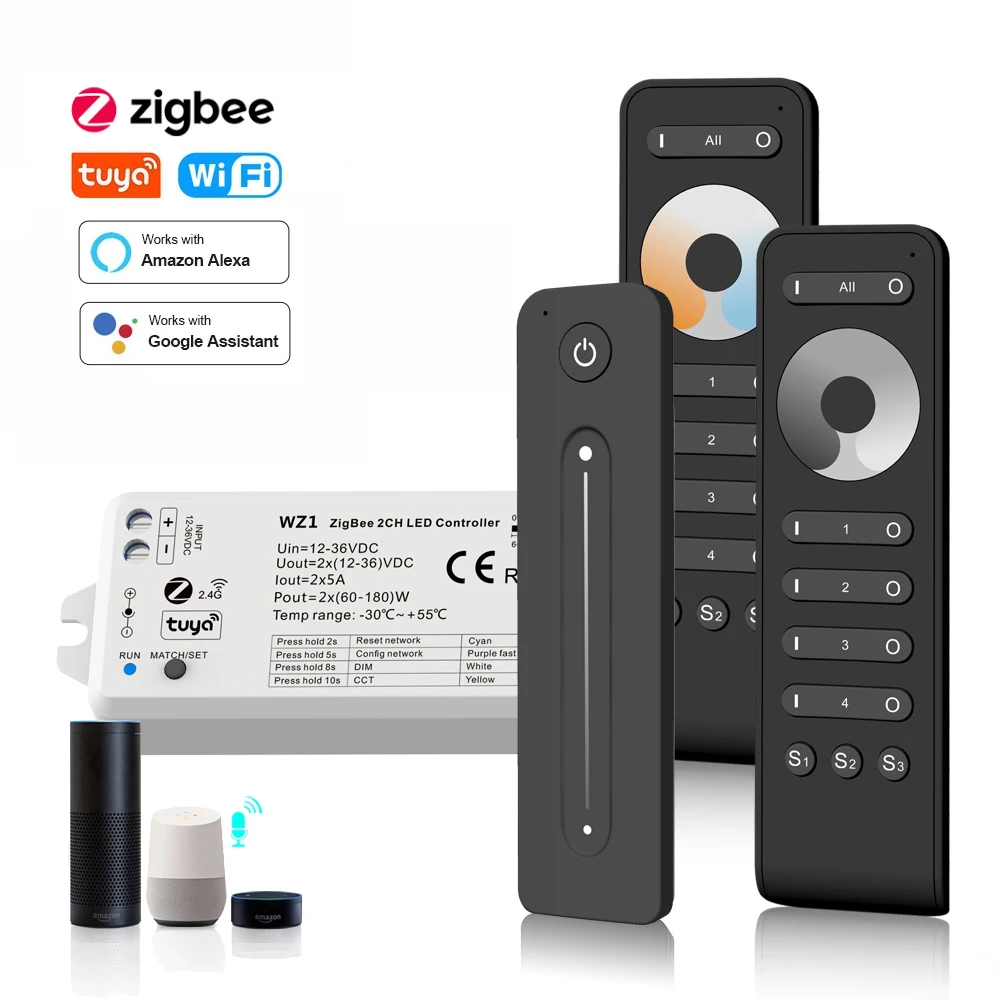 battery powered zigbee wifi wireless 4 channel cct dimming remote control Skydance WZ1 LED Dimmer Controller 12V 24V Tuya Zigbee 2.4G RF Wireless Remote Magic Home Wifi For WW CW CCT LED Strip Light