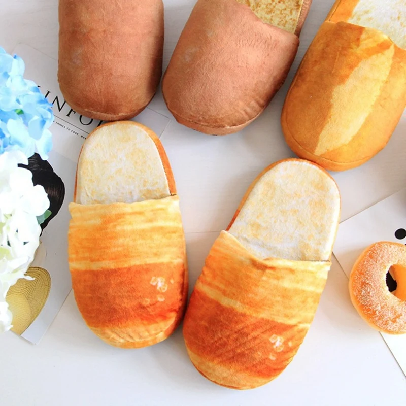 2Piece Simulation Foodie Bread Burger Anti-Slip Plush Warm Cotton Slippers Elf Shoes ,Type A(M) 5