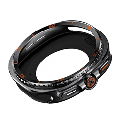 Rugged Shockproof Zinc Alloy PC Case with Aluminum Bumper Frame for Galaxy watch 8 40mm (Black Orange)